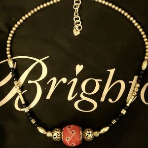 Brighton Moroccan Ceramic red bead silver beaded necklace